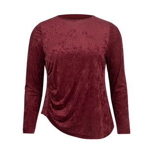 美丽客栈高端胖mm特大码女装200斤修身显瘦奢雅新年酒红色打底衫