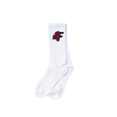 玫瑰火焰字体提花运动袜高筒袜子
