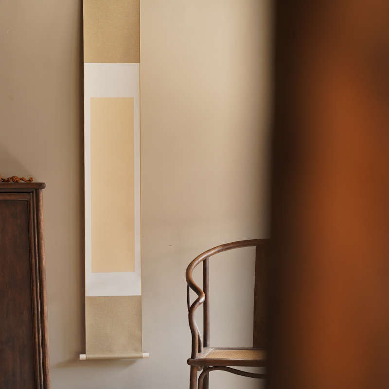 是名一鹿 |禅意空白卷轴茶挂宣纸毛笔书法半生熟心经挂轴装饰挂画