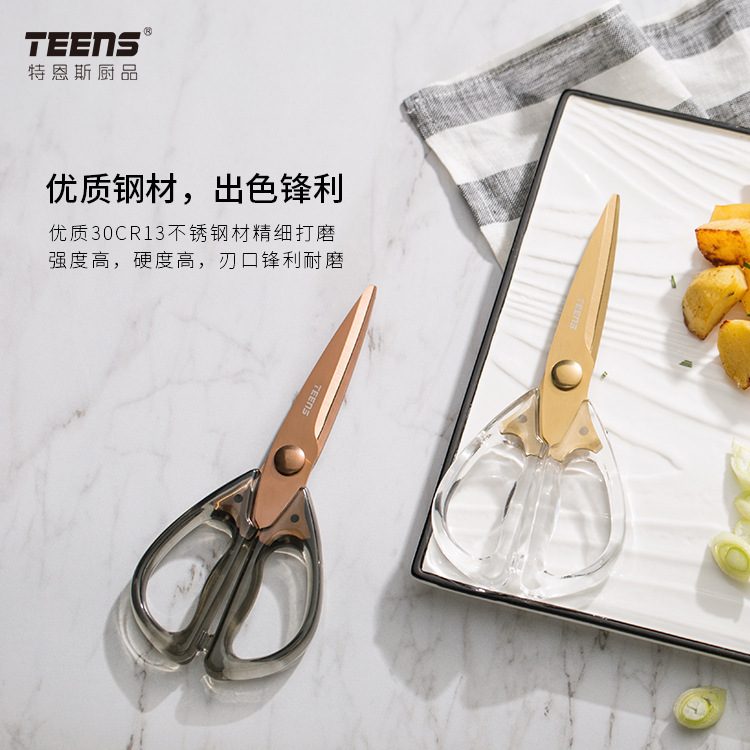 特恩斯亚克力厨房剪刀多功能烤肉剪剪剪强力剪不锈钢海鲜蔬菜鸡骨