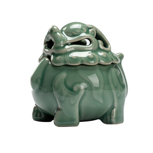 青瓷狻猊香炉器具中式禅意复古家用檀香炉办公陶瓷茶具茶道零配