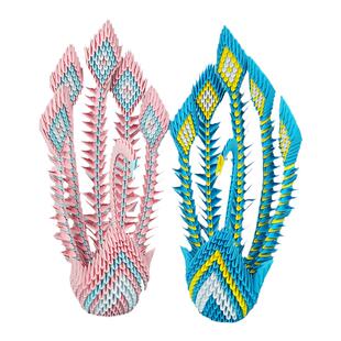 奕耘学生亲子寒假手工作业立体参赛展览作品孔雀三角插折纸材料包