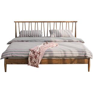 治木工坊橡木床双人床1.8米 北欧简约现代卧室纯实木双人床1.5米