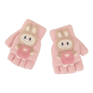 儿童冬季保暖手套拉布布3-15岁宝宝半指女孩中小童加厚8男童女童6