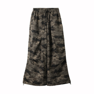 迷彩工装裤子女2026春季新款高腰宽松街头辣妹高个子阔腿休闲裤