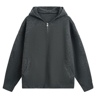 班尼路SK慵懒风连帽开衫毛衣男款2025秋冬新款宽松休闲毛呢外套MS