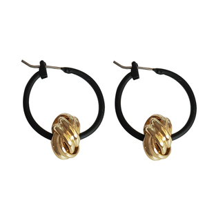 酷帅黑色几何耳圈简约复古金属扣耳环女个性时尚小众设计耳饰1835