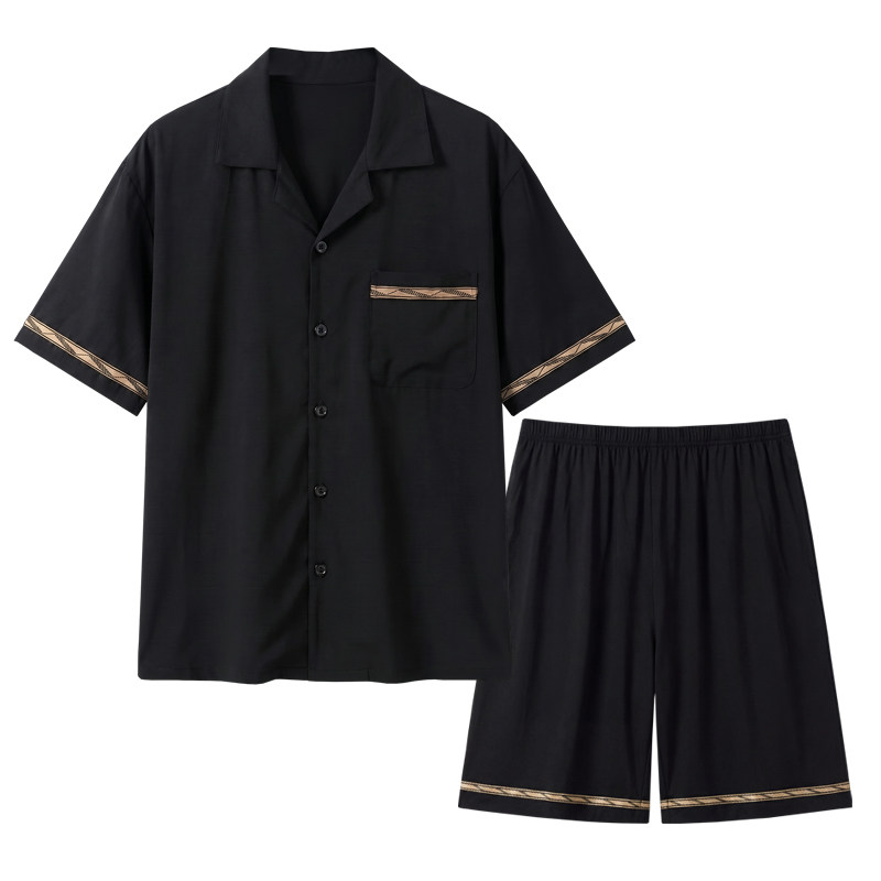 男士莫代尔棉冰丝短袖睡衣夏季薄款凉感大码抗菌家居服休闲套装