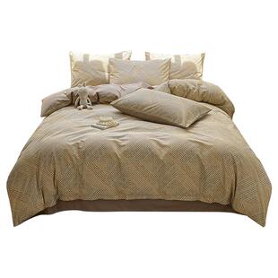 无印良品轻奢全棉磨毛四件套纯棉加厚保暖床上用品秋冬天床单被套