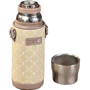 2024新款tomic纯钛保温杯锤纹焖茶杯钛茶隔杯子机械显温背带450ml