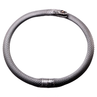 吾蟲原创双蛇手镯925银复古贴贴蛇形银手环情侣银饰蛇年吉祥礼物