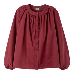 赵露思同款丨Letter from moon 纯色高级感简约褶皱蓬松衬衫上衣