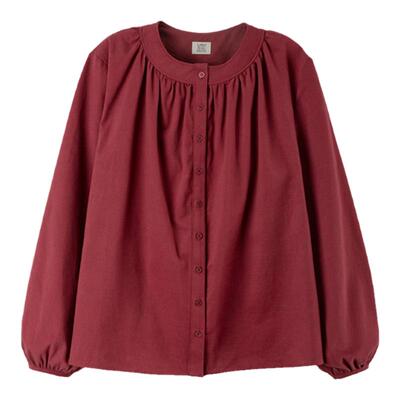 赵露思同款丨Letter from moon 纯色高级感简约褶皱蓬松衬衫上衣