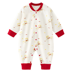 【50S柔软纺织】汤尼倍儿婴儿连体衣纯棉春秋马年宝宝新年哈衣服