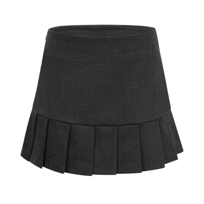 短款灰色低腰防走光百褶短裙