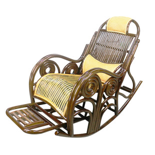 江南艺苑玛瑙藤真藤休闲椅家用阳台午休逍遥椅老人躺椅摇椅太师椅