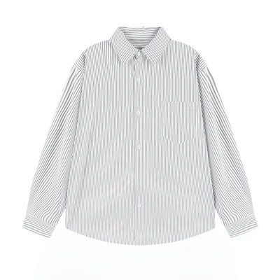 竖条纹衬衫男长袖工装衬衣