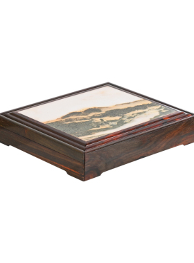 天纵大红酸枝嵌云石单层普洱茶盒