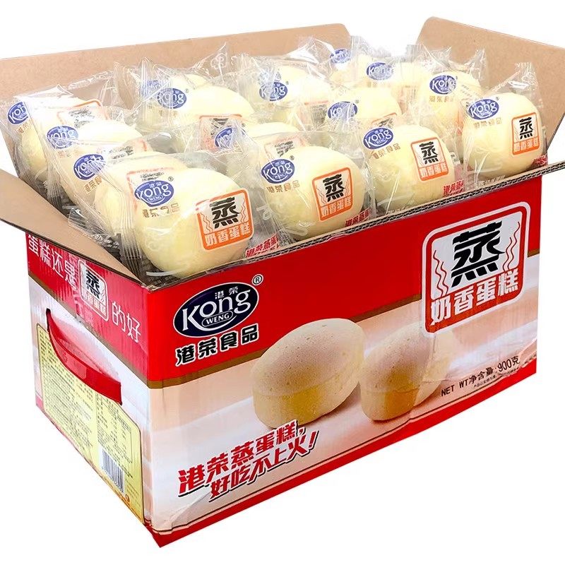 港荣蒸蛋糕奶香整箱营养软面包