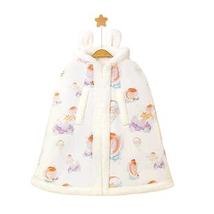 七彩博士婴儿斗篷秋冬外出防寒保暖加绒加厚儿童连帽披肩宝宝披风