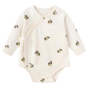 babylove【安心柔】新生儿包屁衣春秋纯棉系带三角哈衣梨乐融融