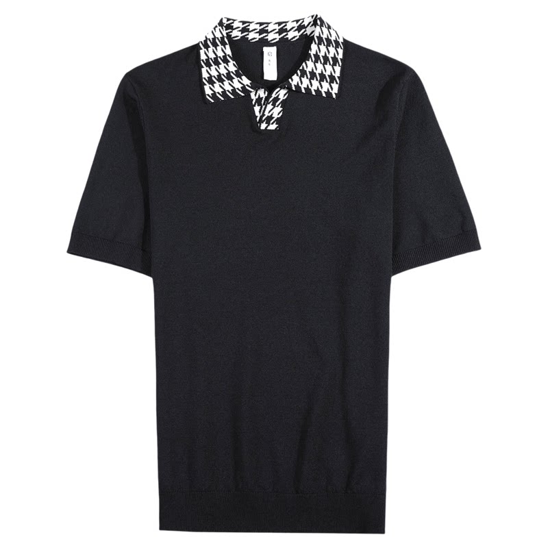 拼色短袖polo衫夏季薄款韩版男生痞帅修身针织冰丝t恤弹力上衣服