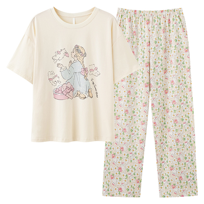 【芬腾】100%棉带胸垫新款睡衣女