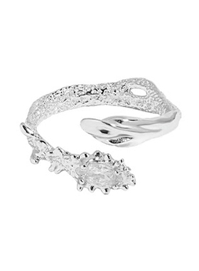 S925银不规则蛇形戒指女冷淡风