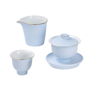 景德镇官方陶瓷茶具描金颜色釉盖碗泡茶专用茶具套装2026新款送礼