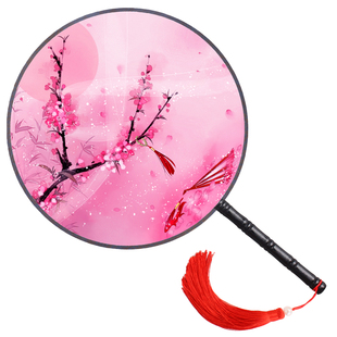 大号古风团扇宫扇古典汉服圆扇双面中国风木柄舞蹈扇子蒲扇旗袍扇