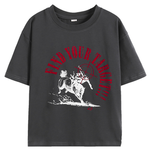 女童短袖T恤夏季2026新款儿童卡通印花上衣美式宽松大童半袖打底t