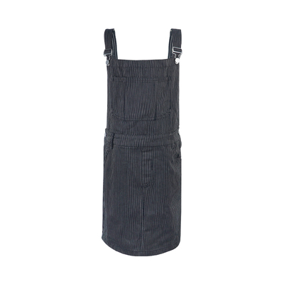 黑白竖纹条纹背带短裤