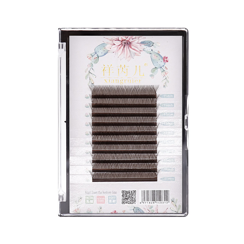 焦糖色y型嫁接睫毛yy超软毛爱情网深棕色美甲美睫店专用0.07混装