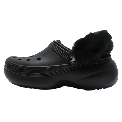 Crocs卡骆驰厚底云朵冬季加绒黑色洞洞鞋高跟保暖花园鞋户外女鞋