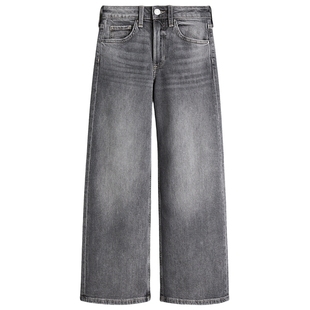 HM童装儿童女童牛仔裤冬季潮流高腰水洗阔腿牛仔裤1165482