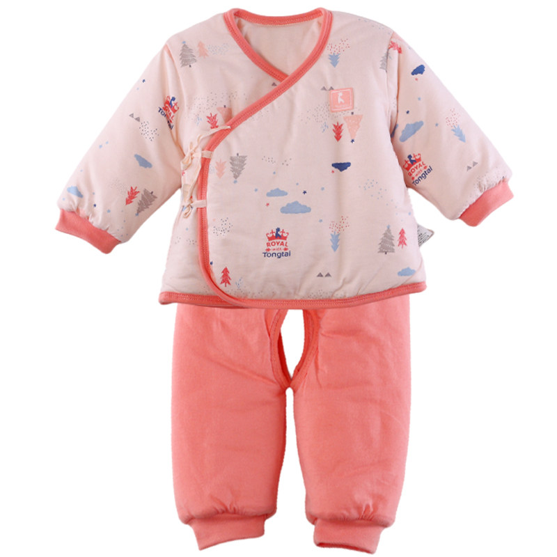 童泰新生儿衣服婴儿薄棉和服闭裆套装3-6月男女宝宝系带棉衣套装