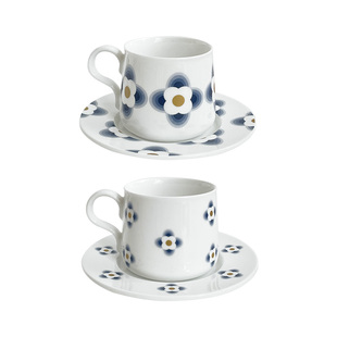 择学家 蓝花花 简约精致ins风陶瓷北欧咖啡杯马克杯碟子牛奶杯