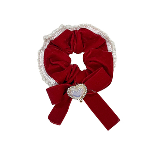 儿童大肠发圈女童复古红色扎丸子头发绳小女孩新年头绳皇冠发饰女