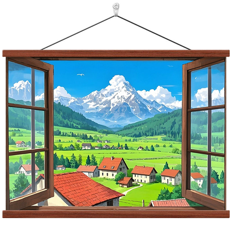 窗外的风景画卧室治愈系装饰画