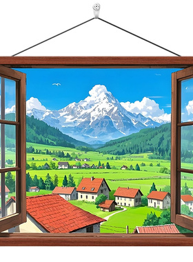 窗外的风景画卧室治愈系装饰画
