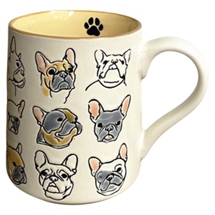 创意手绘宠物狗图案杯釉下彩牛奶杯马克杯可爱情侣杯喝水杯大容量