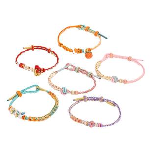 手工编织八股编手绳文昌结DIY可穿转运珠黄金吊坠饰品红绳手链女