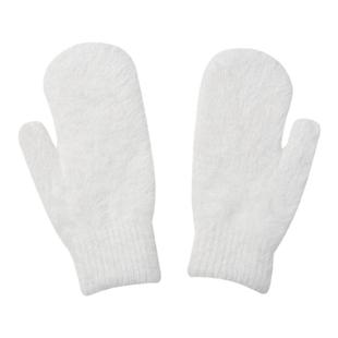 芝士商店~韩系白色兔毛手套女冬季不分指可爱ins毛绒保暖连指手套