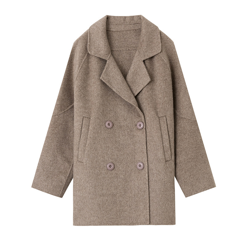 韩版双面羊绒大衣女中长款小个子