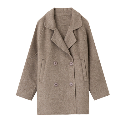韩版双面羊绒大衣女中长款小个子