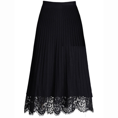 蕾丝针织半身裙秋冬韩版a字显瘦