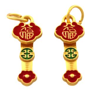 国风手工diy钥匙扣配件饰品双面如意lucky合金滴油幸运配饰小装饰