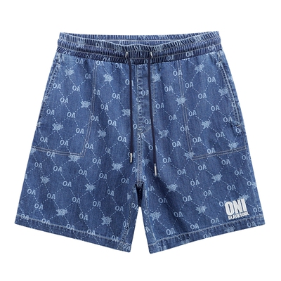 ONIARAI/鬼洗24春夏新品老花玫瑰镭射情侣牛仔短裤男式 24B0543