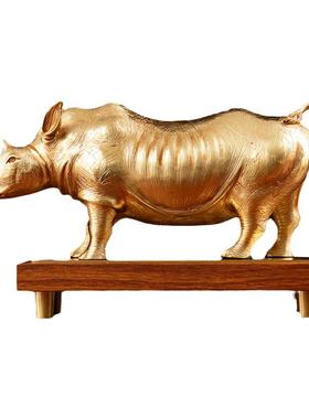 喜事临门犀牛铜摆件工艺品中式家居客厅书房酒柜装饰朋友恋人礼品
