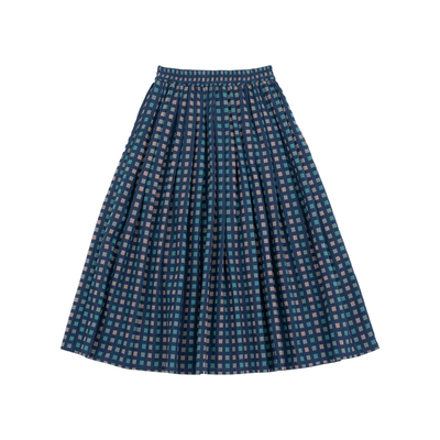 谜阿凰汉元素格纹棉质裙子挺括
